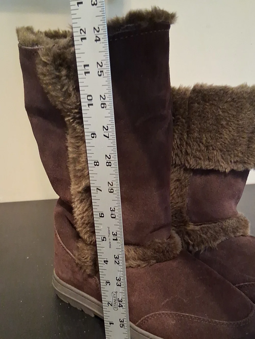 Style & Co. Witty Genuine Brown Leather Mid-Calf Winter Faux Fur Ljned Boots 10M